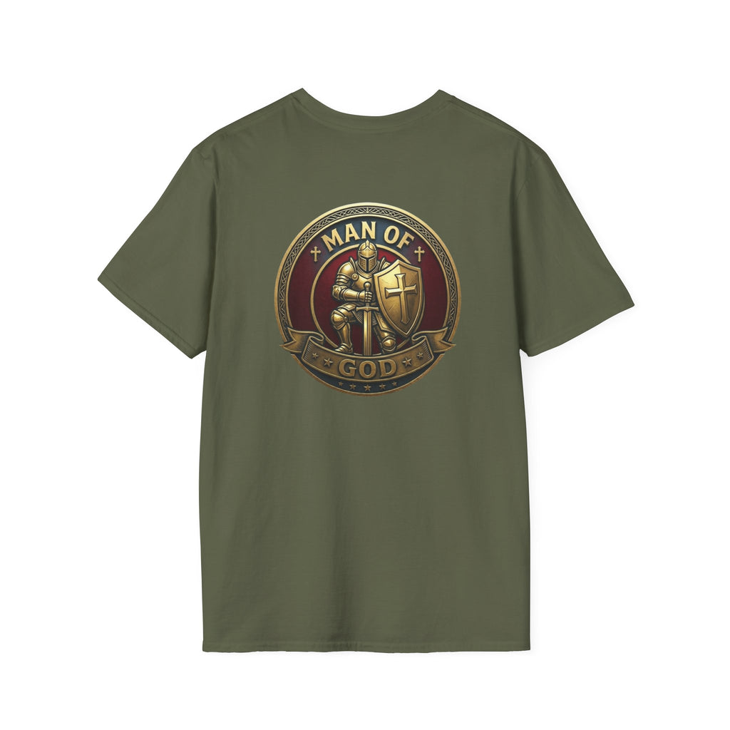 Man of God T-Shirt — Full Armor Knight Graphic Tee with T.G.F. Chest Print