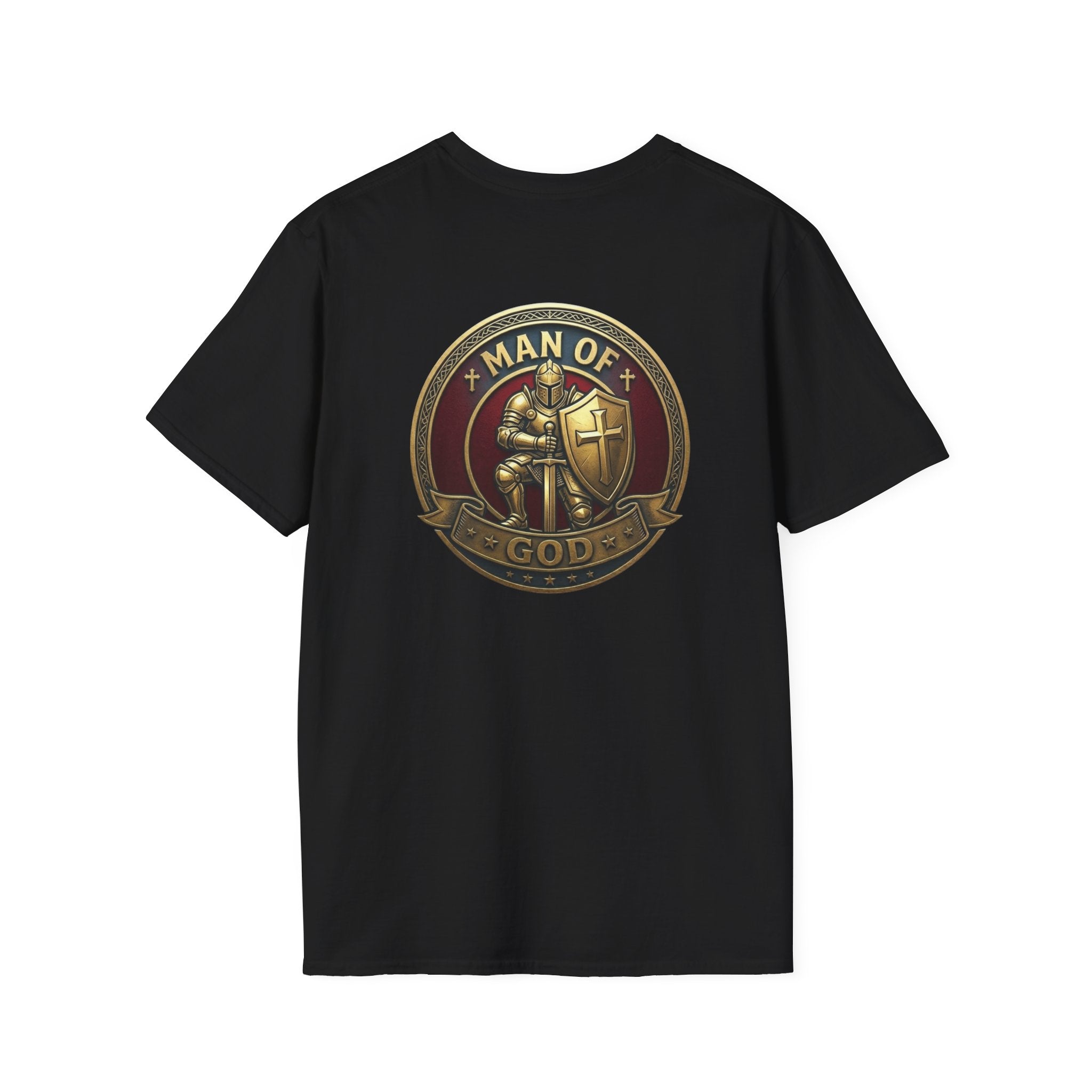 Man of God T-Shirt — Full Armor Knight Graphic Tee with T.G.F. Chest Print