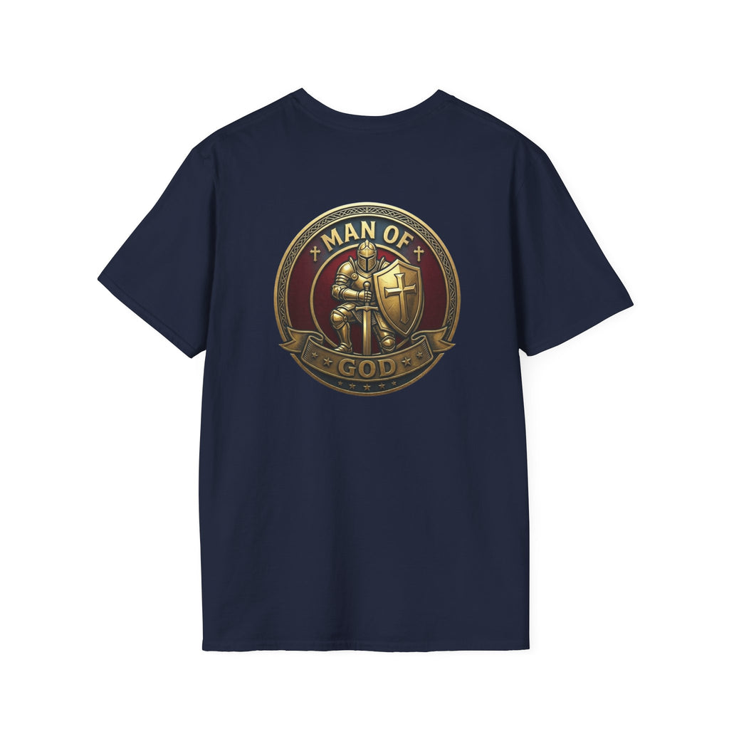 Man of God T-Shirt — Full Armor Knight Graphic Tee with T.G.F. Chest Print