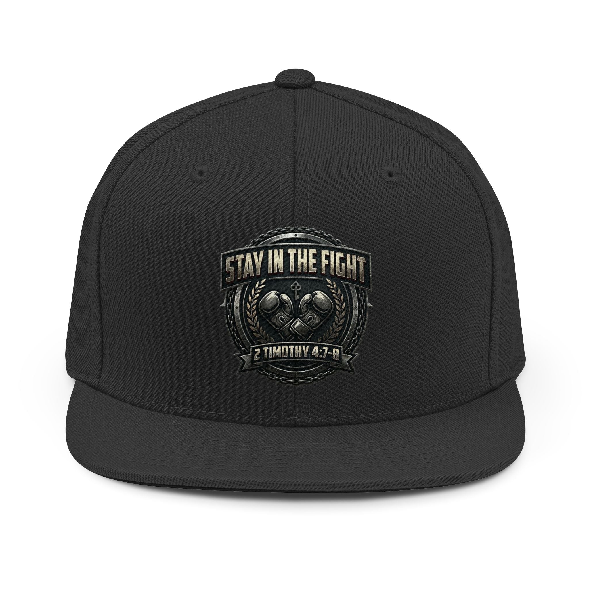 Stay in the Fight Snapback Hat — 2 Timothy 4:7-8 Inspirational Cap