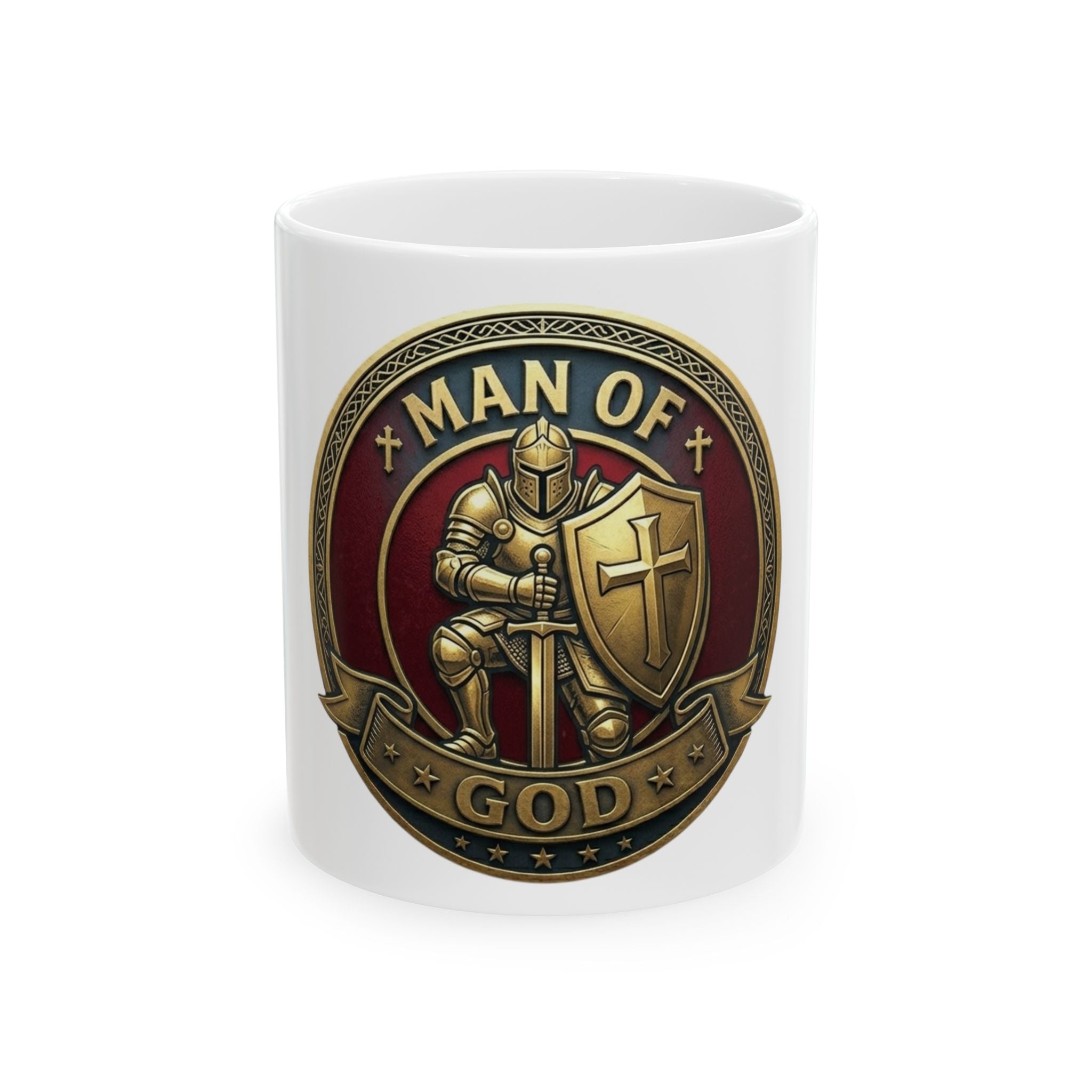 Man of God Knight Ceramic Mug — Christian Faith Coffee Cup (11oz/15oz)