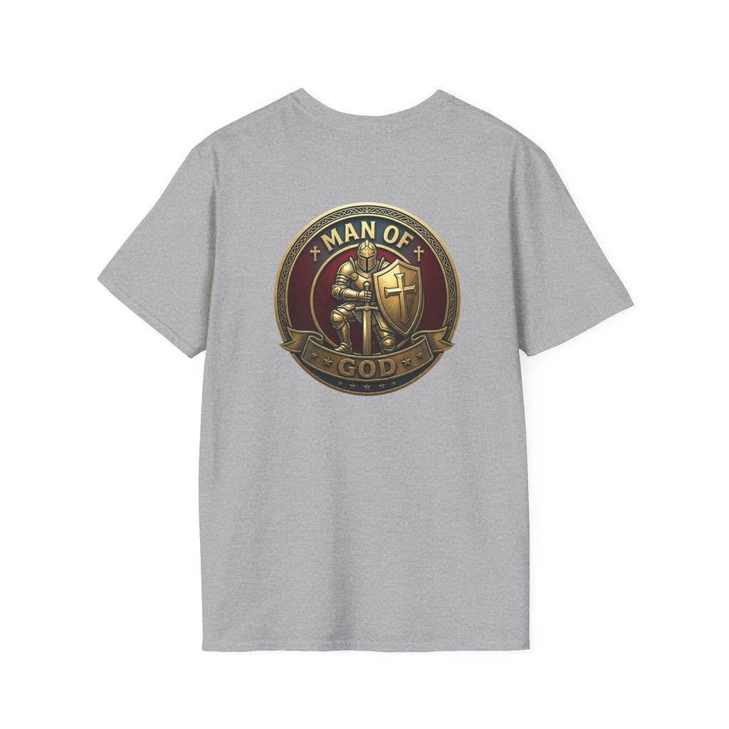 Man of God T-Shirt — Full Armor Knight Graphic Tee with T.G.F. Chest Print
