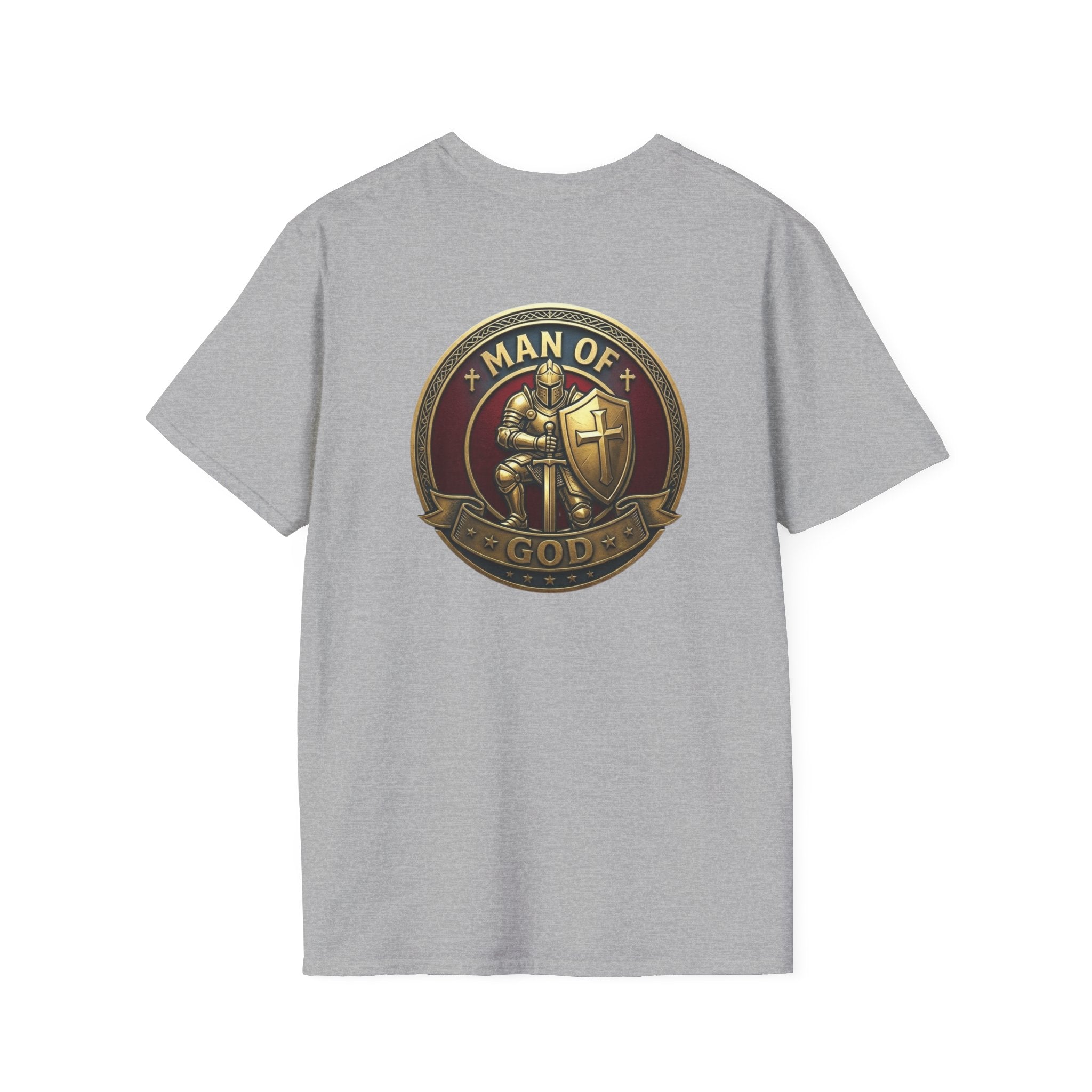 Man of God T-Shirt — Full Armor Knight Graphic Tee with T.G.F. Chest Print