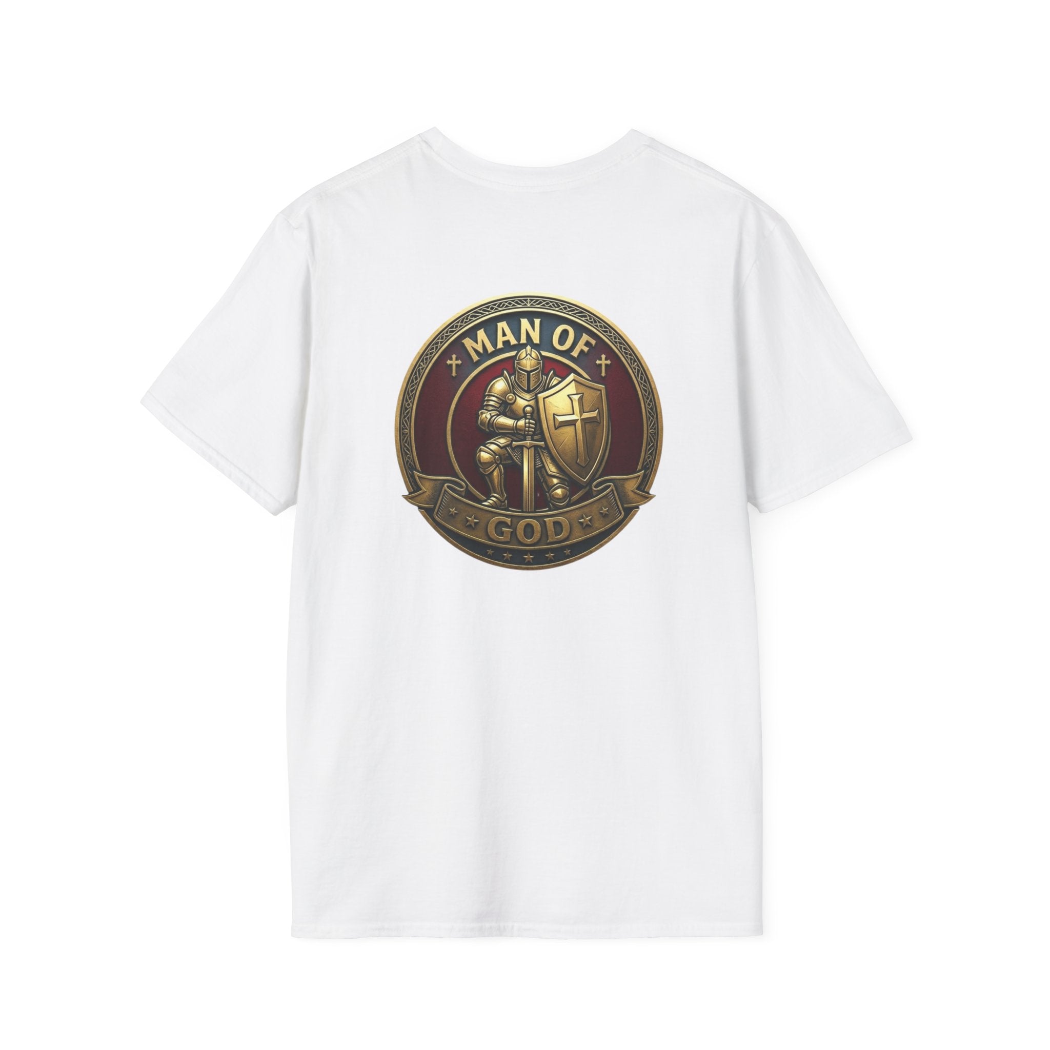 Man of God T-Shirt — Full Armor Knight Graphic Tee with T.G.F. Chest Print
