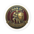 Man of God Round Vinyl Sticker — Knight Crusader Faith Emblem